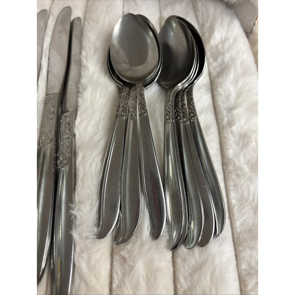 27 Pc Lot Vintage Acsons Stainless Japan Dignity Flatware Set Spreader Forks Et